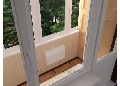 Теплое остекление лоджии пластиковыми окнами и отопительным конвектором в Щёлково